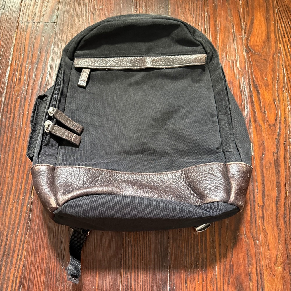 Kenneth Cole Backpack Black with Brown Leather Classic Design